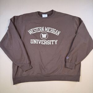 Mens Size XXL Western Michigan University Crewneck Sweatshirt Brown